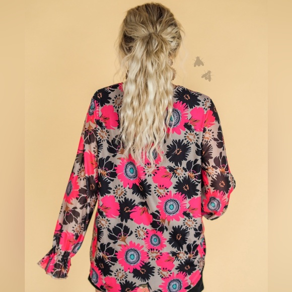 Retro Blooms Mesh Top SOLD - Picture 4 of 7